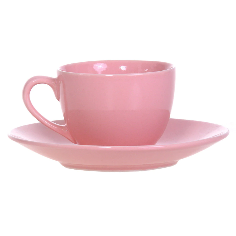 Set cafea, 4 piese, Ceramică, 2 cești+2 farfuriuțe, Roz
