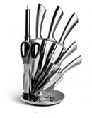 Set 5 cuțite, ascuțitor și foarfecă Edenberg EB-600, Suport, Inox
