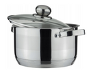 Oală din oțel inoxidabil Edenberg, 7,6 L, 26 cm, cu capac din sticlă, argintie