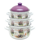 Set oale 6 piese Savasan, alb cu mov, email