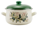 Set oale 6 piese Savasan, alb cu verde, email, cu capac
