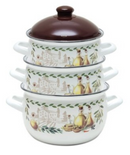 Set oale 6 piese Savasan, email, alb cu maro