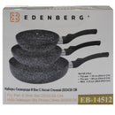 Set tigăi Edenberg EB-14512, 3 piese - 20 cm, 24 cm și Wok 28 cm, înveliș granit antiaderent, compatibil inducție