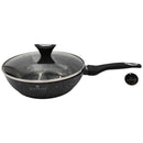 Tigaie înaltă Edenberg EB-6039, 30 cm - aluminiu marmorat, înveliș antiaderent, capac din sticlă