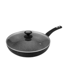 Tigaie înaltă Edenberg EB-6036, 24 cm - aluminiu marmorat, cu capac din sticlă, antiaderentă