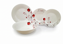 Set de masa termorezistent din opal 19 piese Senna-Hera Collection, flori rosii