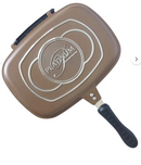 Tigaie dublă grill Platinum Collection PL-DADG32, interior antiaderent, 32 cm, maro deschis