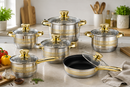 Set oale Messi Verona MV-1000, 12 piese - oțel inoxidabil, bază cu 9 straturi, capace din sticlă, compatibil inducție