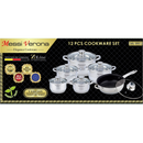 Set oale Messi Verona MV-9991, 12 piese - oțel inoxidabil, capace din sticlă, compatibil inducție