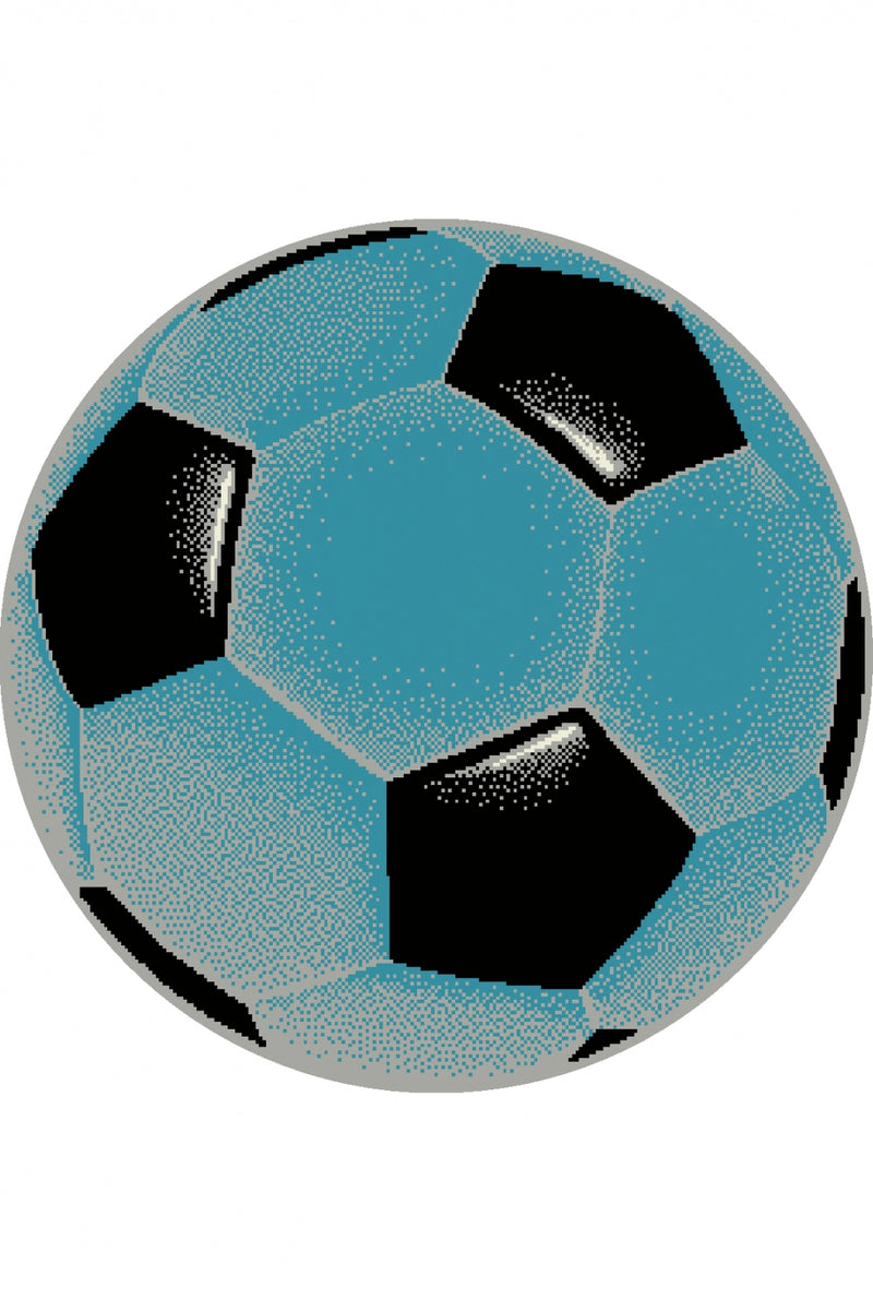 Covor Kolibri, Rotund, Minge Fotbal, 67x67 cm, 2300 gr/mp, Albastru