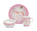 Serviciu de masa pentru copii, 3 piese, Portelan, Model Unicor Pink