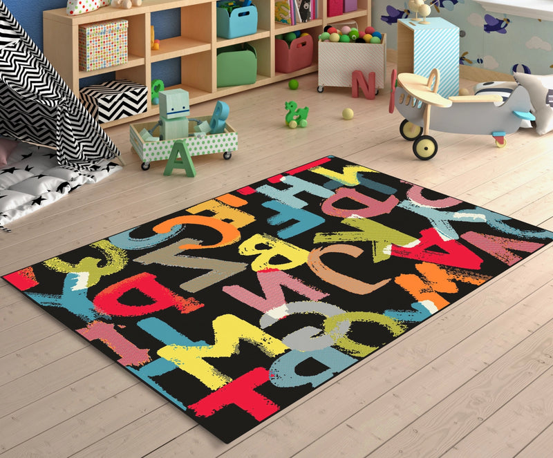 Covor Pentru Copii, Kolibri Litere, 120x170 cm, 2300 gr/mp, Negru