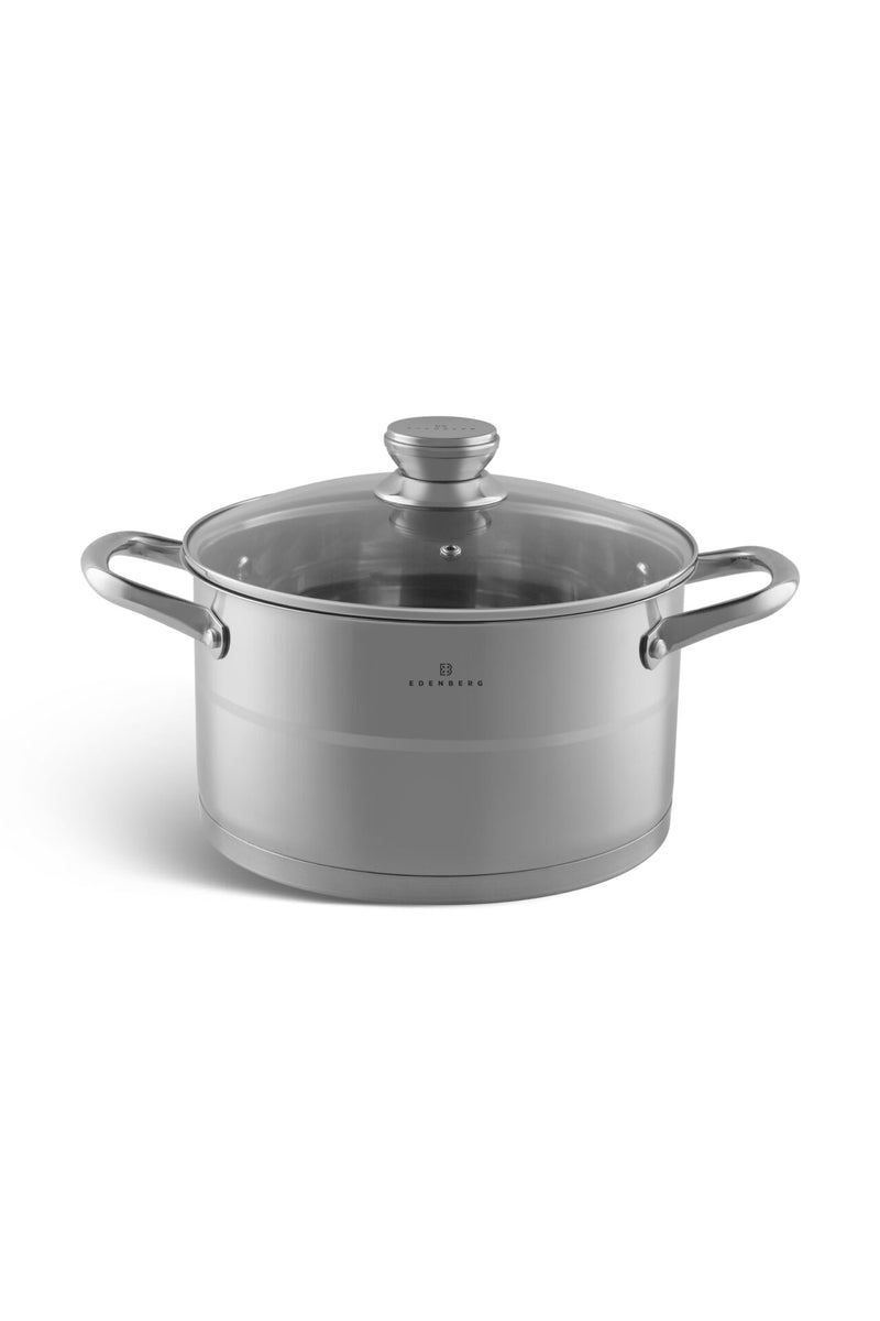 Set gatit 12 piese inox cu tigaie din teflon cu capac Edenberg EB-2401